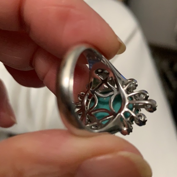 White Gold Turquoise and Aquamarine Ring - Picture 3 of 4